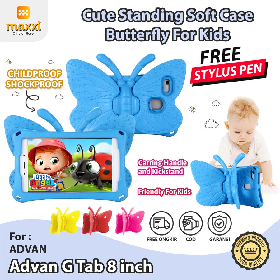 Advan G Tab 8 inch Skin Pelindung Tablet Cover Case Anak Karakter Cartoon Kupu Butterfly Casing Kid 