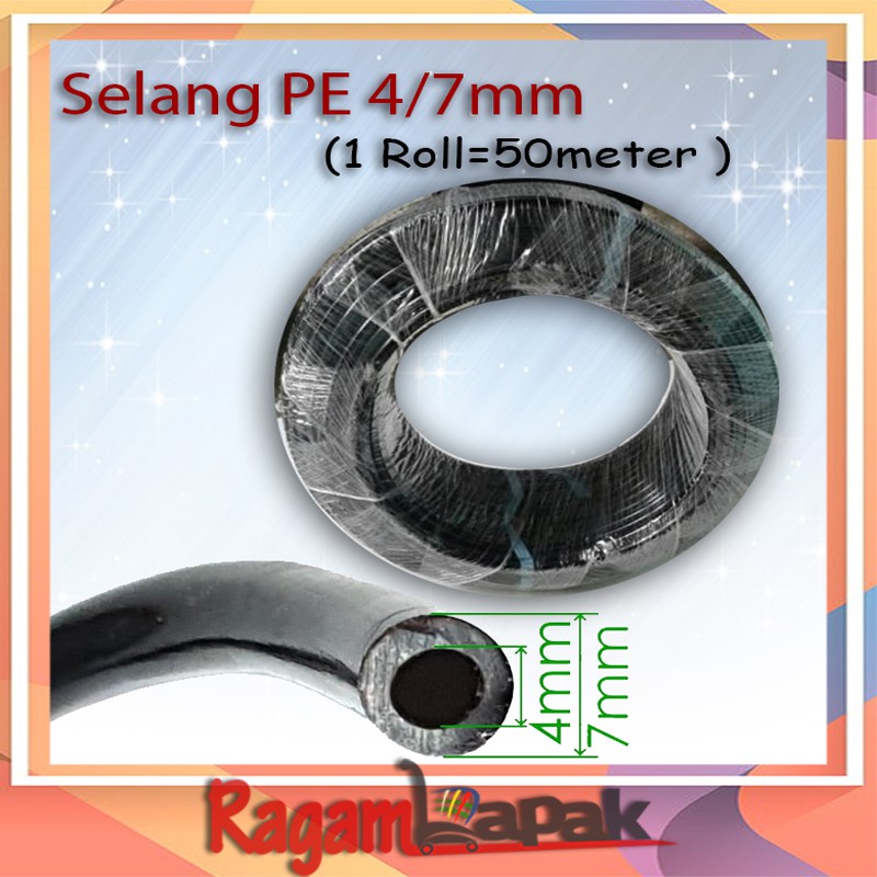 1 Roll (50 mtr) Selang PE 7 mm / Selang PE 4/7 mm / Selang PE 7mm - Fertigasi / Irigasi / Hidroponik
