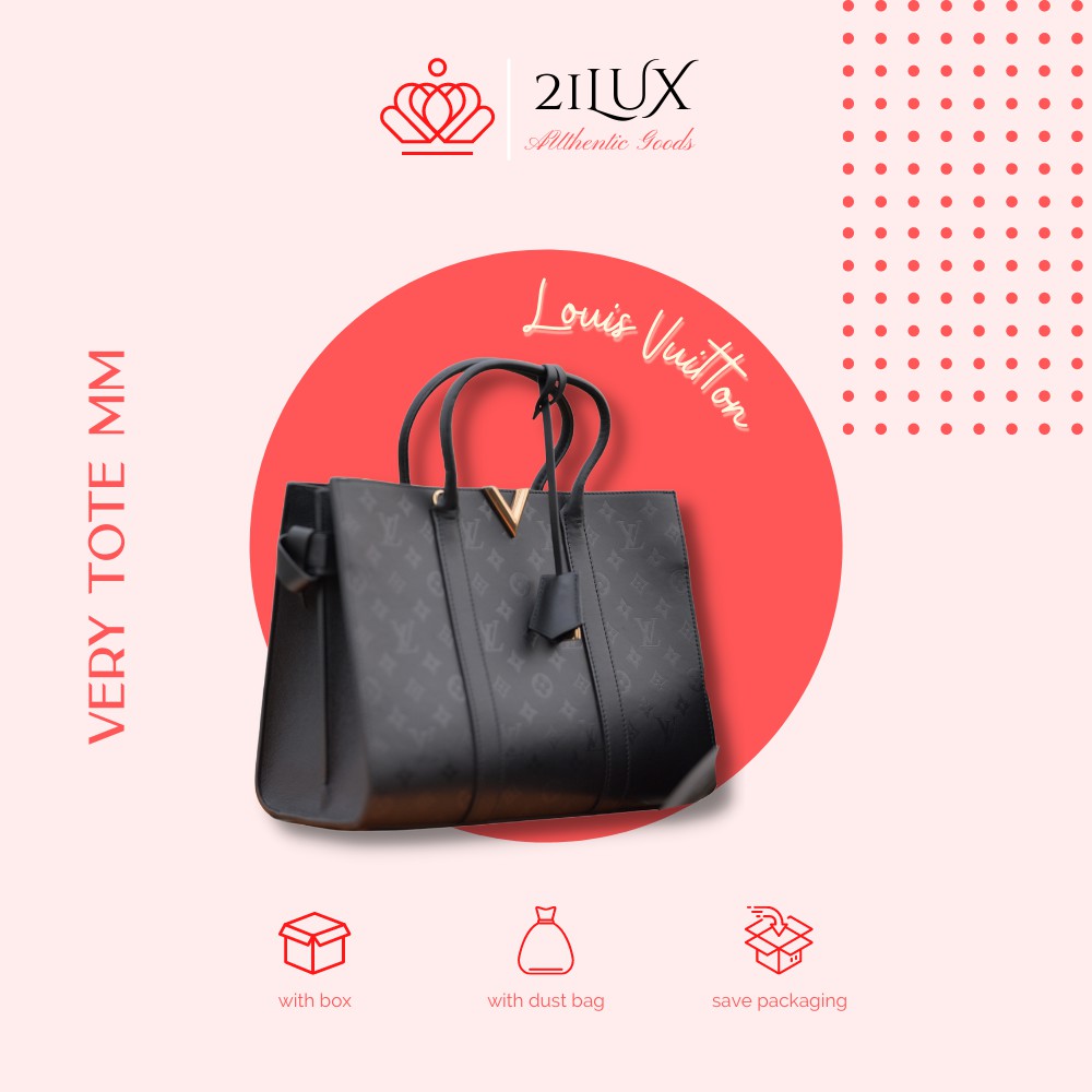 LV - Louis Vuitton Very Tote Bag MM Black