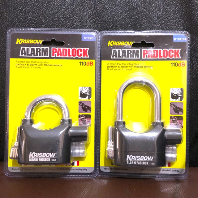 GEMBOK ALARM ANTI MALING KRISBOW ORIGINAL PADLOCK SENSOR GETAR 110DB KUNCI PAGAR RUMAH TAHAN AIR ORI