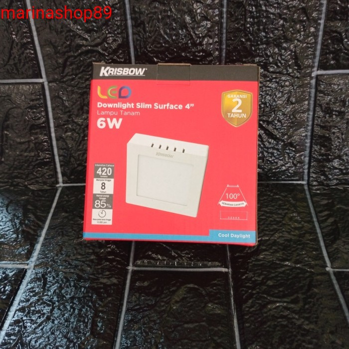 krisbow lampu downlight persegi led 6 w_led lampu plafon 4 inch putih