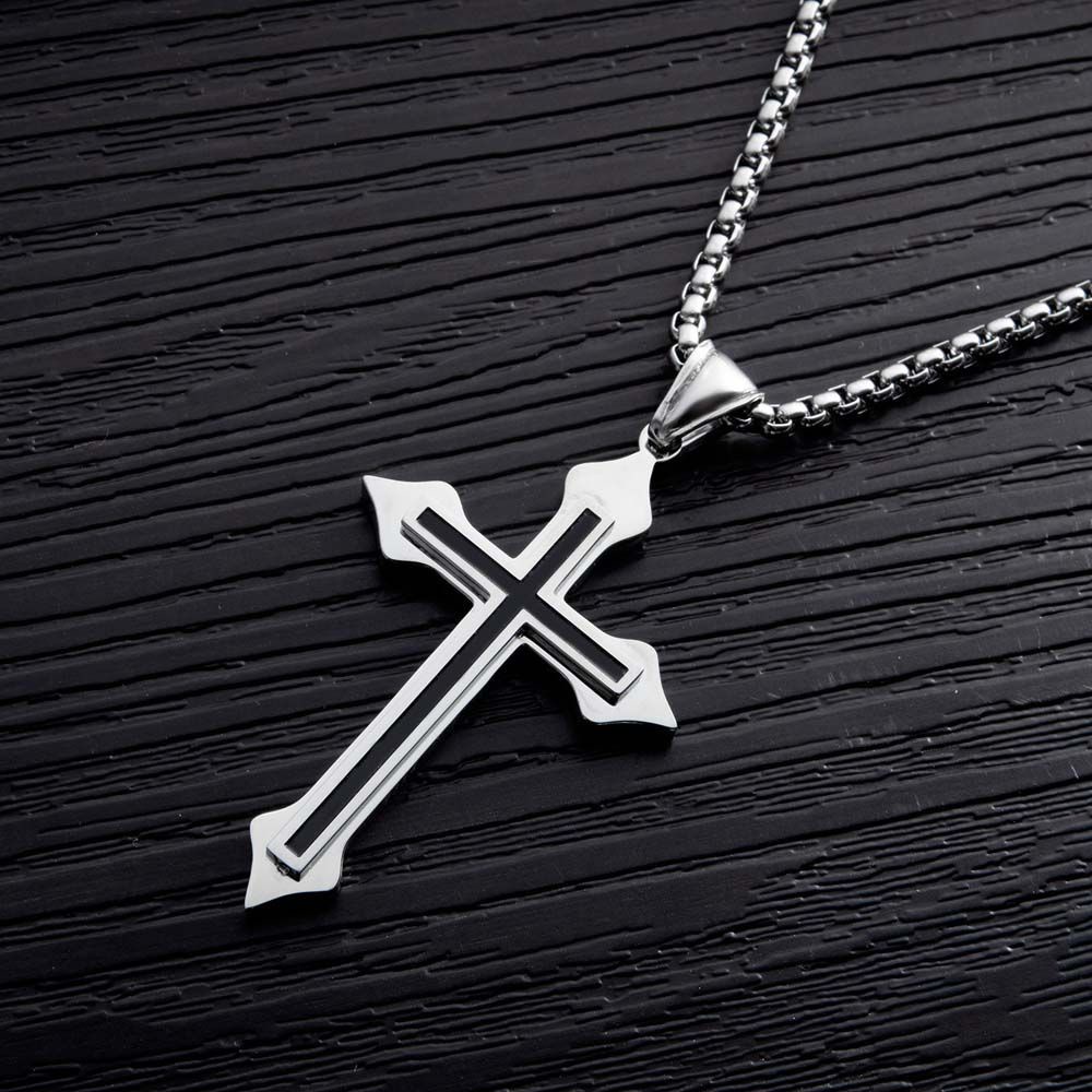 Needway  Party Gifts Cross Necklaces Vintage Clavicle Chains Men Necklaces Punk Stainless Steel Fashion Cool Gothic Street Style Cross Pendants/Multicolor