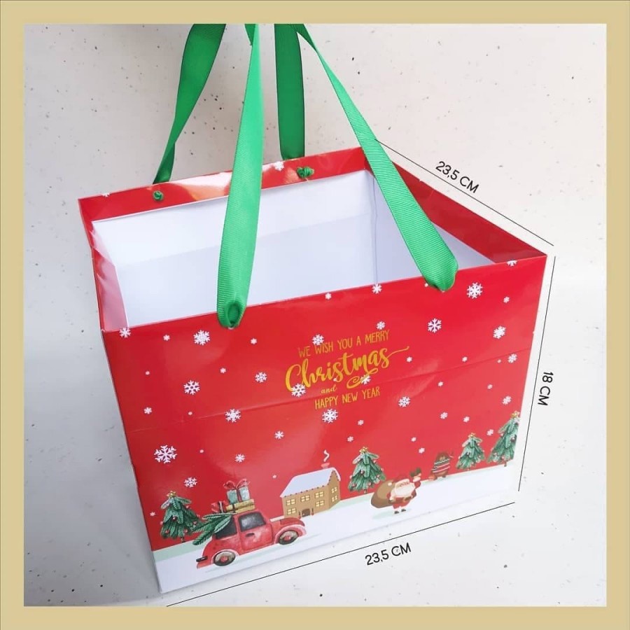 

(5 Pcs)Paperbag Natal Kotak Kemasan Packaging Hampers Natal Tas Parsel Goodie Bag Christmas