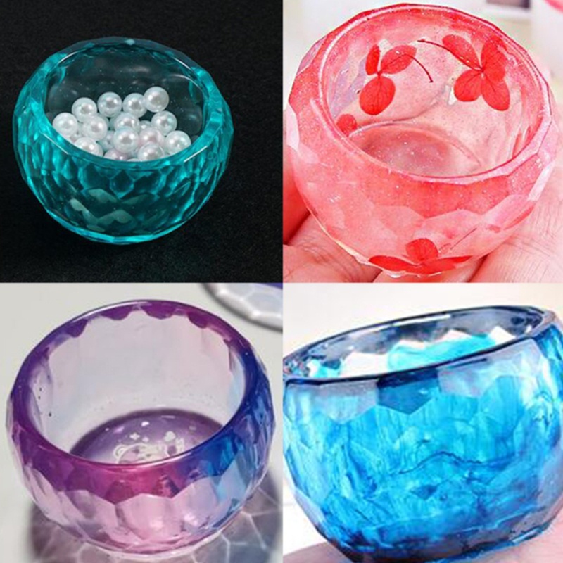 SIY  3 Pcs/Set Crystal Epoxy Resin Mold Round Bowl Hexagon Cup Dishes Casting Silicone Mould DIY Crafts Making Tool