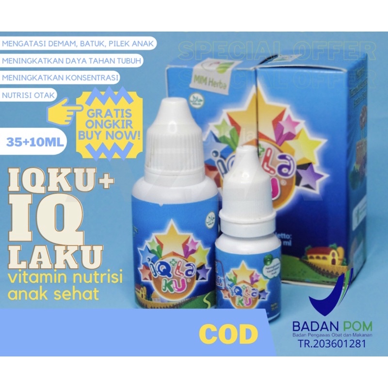 BELI 1 GRATIS 1 - IQKU IQLAKU 10ml IKLAKU VITAMIN TUMBUH KEMBANG KECERDASAN OTAK ANAK BAYI IBU HAMIL