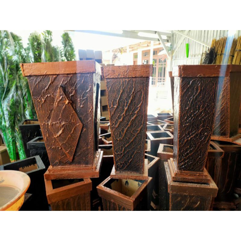 Perlengkapan bunga hias artificial pot kayu vas buat bunga dari kayu