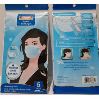  Masker  Indomaret  3ply isi 5 masker  hijaber anti bakteri 