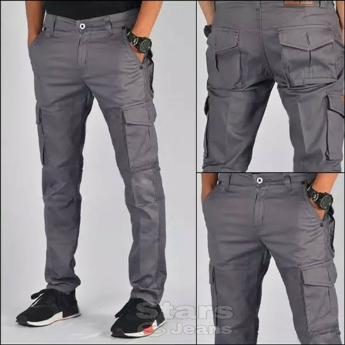 Celana Cargo Panjang Pria Hitam PDL Outdoor casual