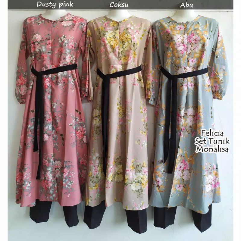 SETELAN CELANA LONG TUNIK SET MONALISA // FELICIA SET // verni long tunik set