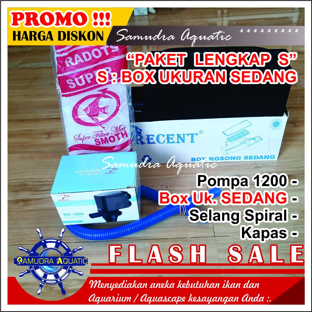 PAKET LENGKAP (S) SEDANG 1200 Top Filter Aquarium SEDANG dan Pompa 1200 / FREE BUBLE /  Recent / Sakkai / Kyoto