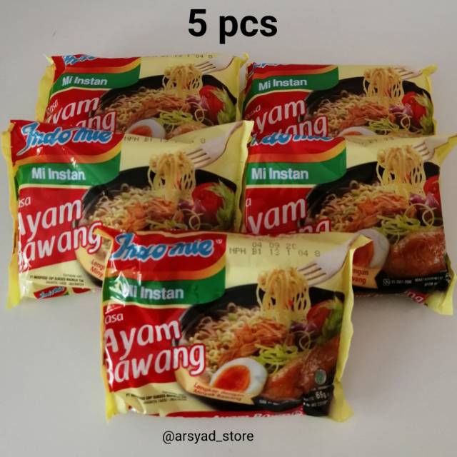 

Indomie rebus ayam bawang 69 gram x 5 pcs