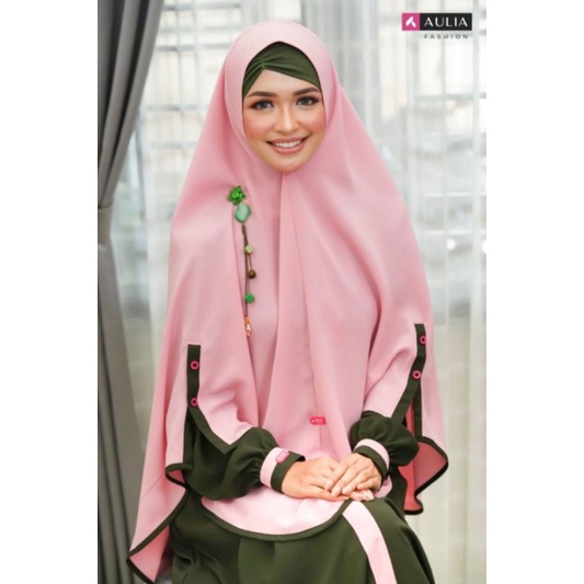 PL (PreLoved Like New) Set Gamis Shafara Infinity Green Rose by Aulia Fashion