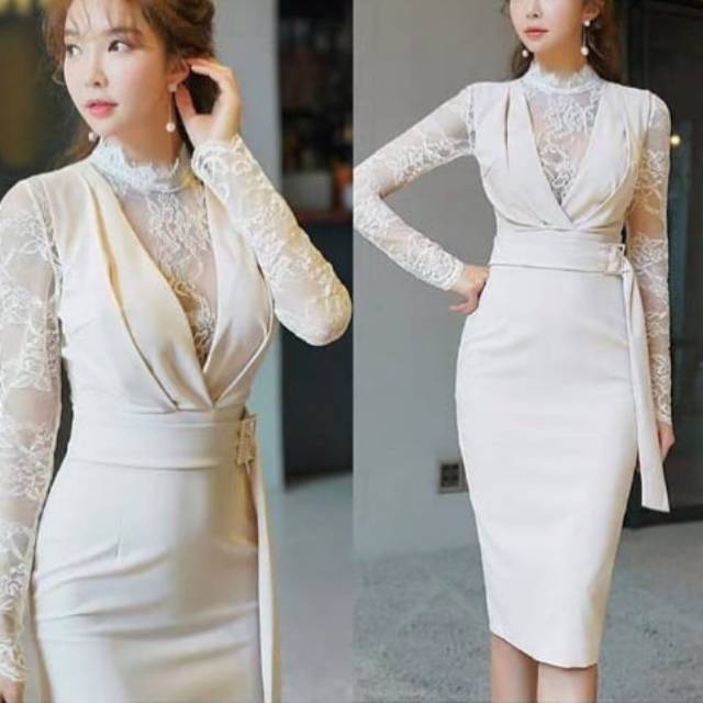 Elegan dress, Scuba combi brokat premium,