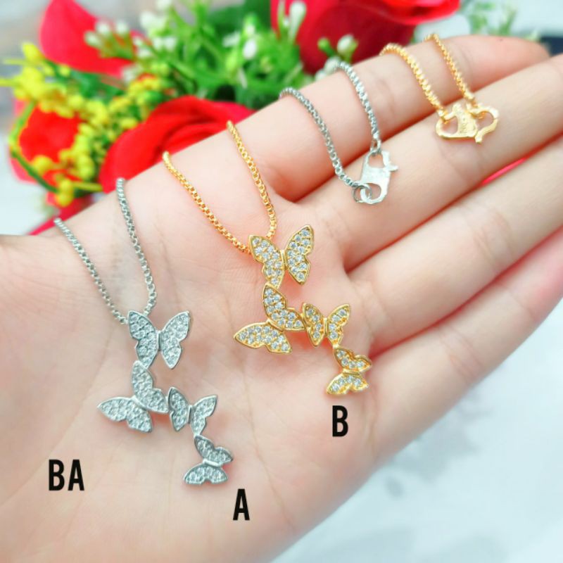 Fourfashion Kalung+Liontin Motif Kupu-Kupu Lapis Emas PD164