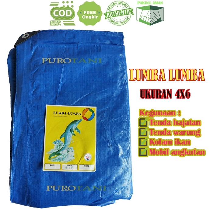 Terpal plastik merk lumba lumba ASLI ukuran 4x6 A5