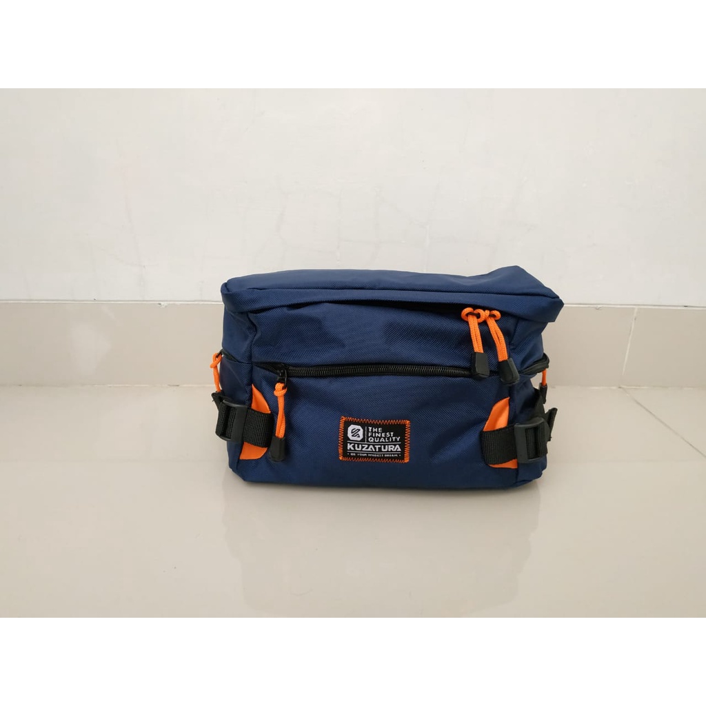 Waist Bag Pria Kuzatura Original Bandung Tas Pinggang / Selempang Warna Navy