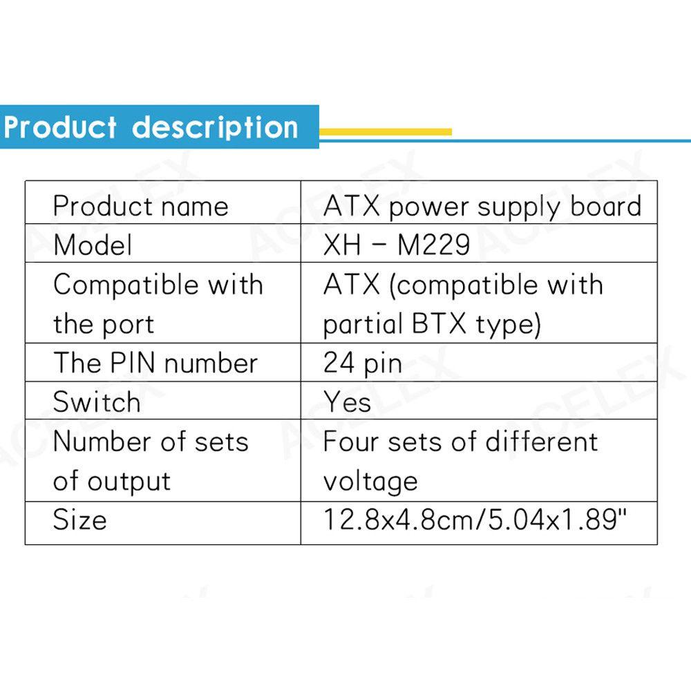 Preva XH-M229 Dengan Switch Desktop PC Chassis Output Terminal Power Adapter