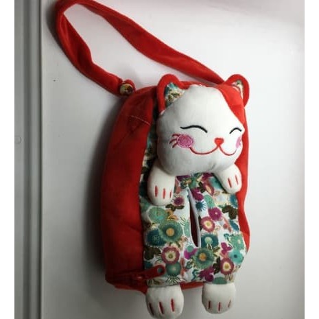 Tempat Tisu / Tissue Belakang Jok Mobil Motif Kucing Keberuntungan