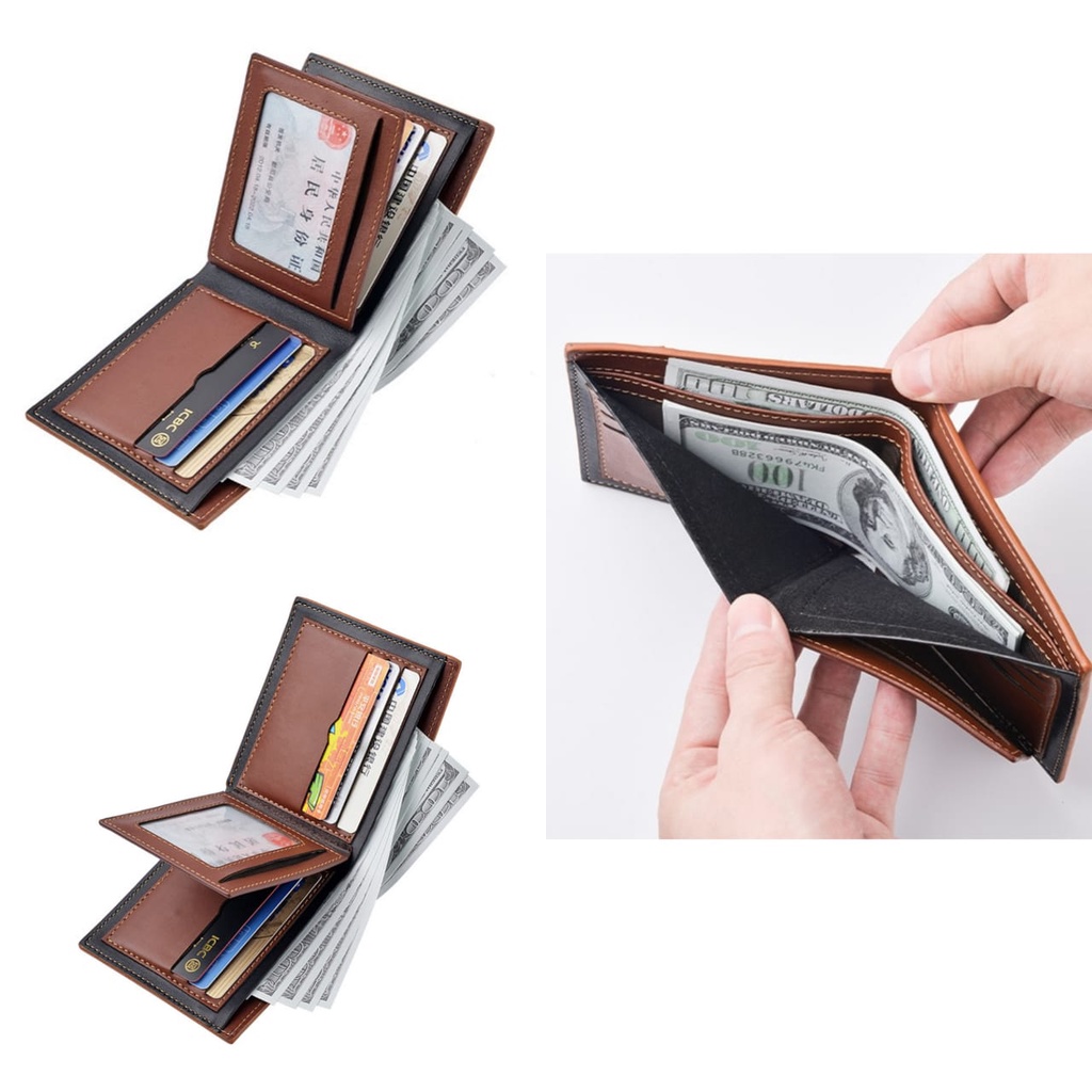 DOMPET LIPAT PRIA PREMIUM ORIGINAL KULIT IMPORT DAVID KECIL SLOT KARTU PENDEK TIPIS MURAH COWOK KEREN MINI