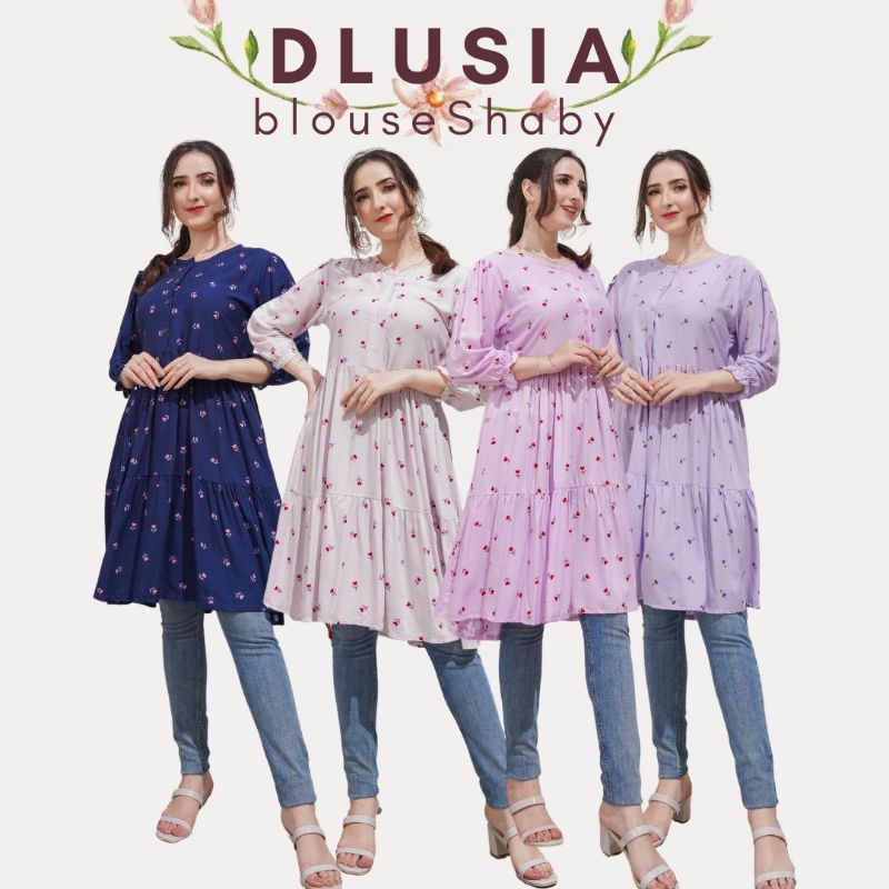 Daster arab DLUSIA BLOUSE SHABY Dress Rayon Midi Tunik Mewah Kekinian