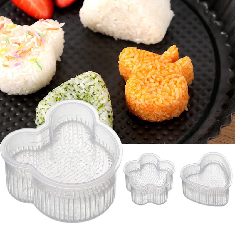 Cetakan Onigiri Nasi Bento Sushi Anti Lengket Motif Kartun Ala Jepang 1 set isi 10 Free Centong