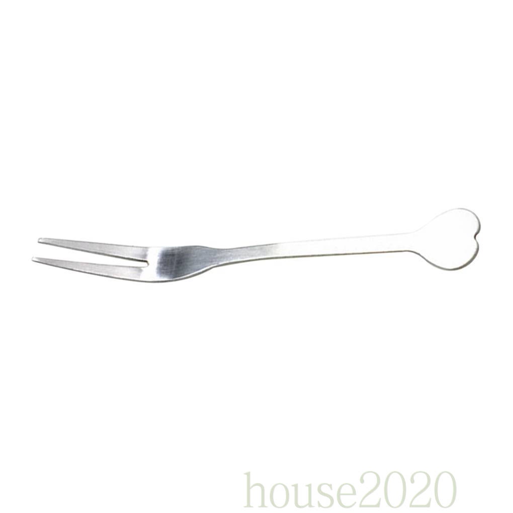 [house2020]Stainless Steel Heart Dinner Forks Cutlery Simple Fruits Picks Appetizer Dessert Salad Forks