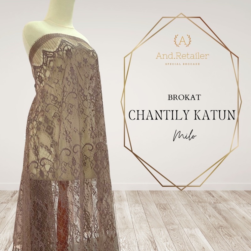 Bahan Kebaya Brokat Semi France Lace Chantily Shantily Katun Per panel 2,5m Warna Coklat Milo