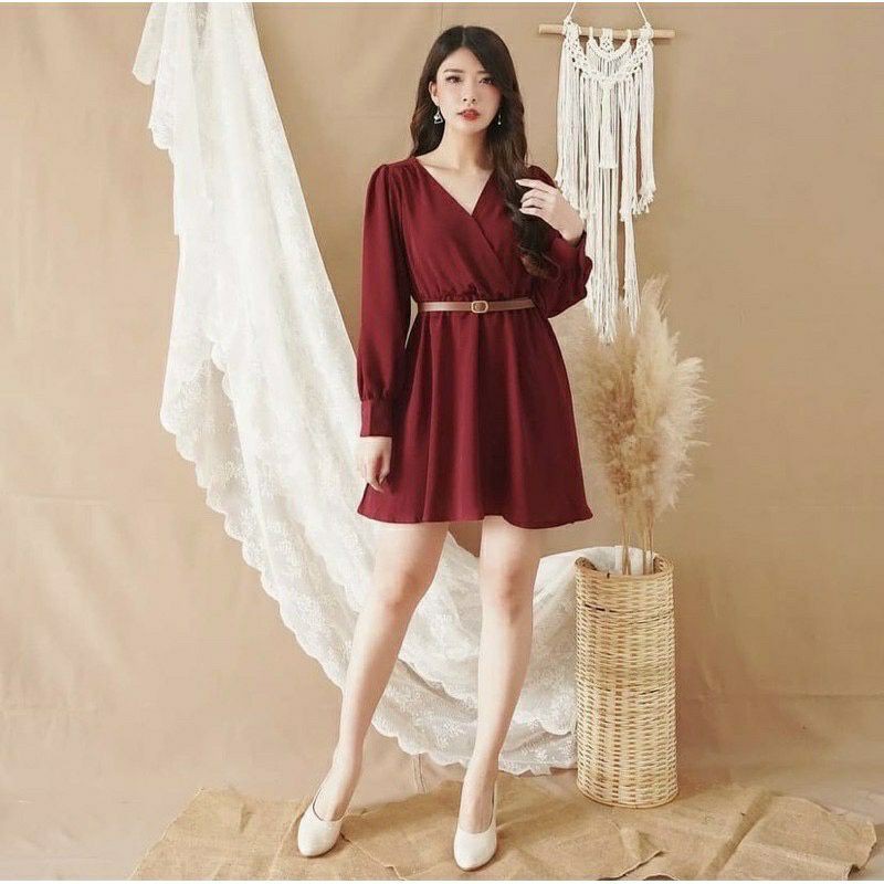 DRESS VARLA/DRESS WANITA TANGAN PANJANG