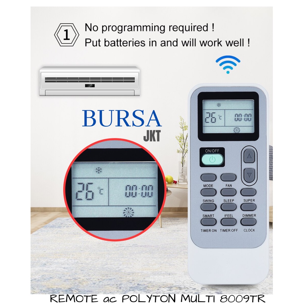 REMOTE AC POLYTRON NEUVA MULTIFUNGSI SPLIT INVERTER 0.5 - 2PK 8009TR