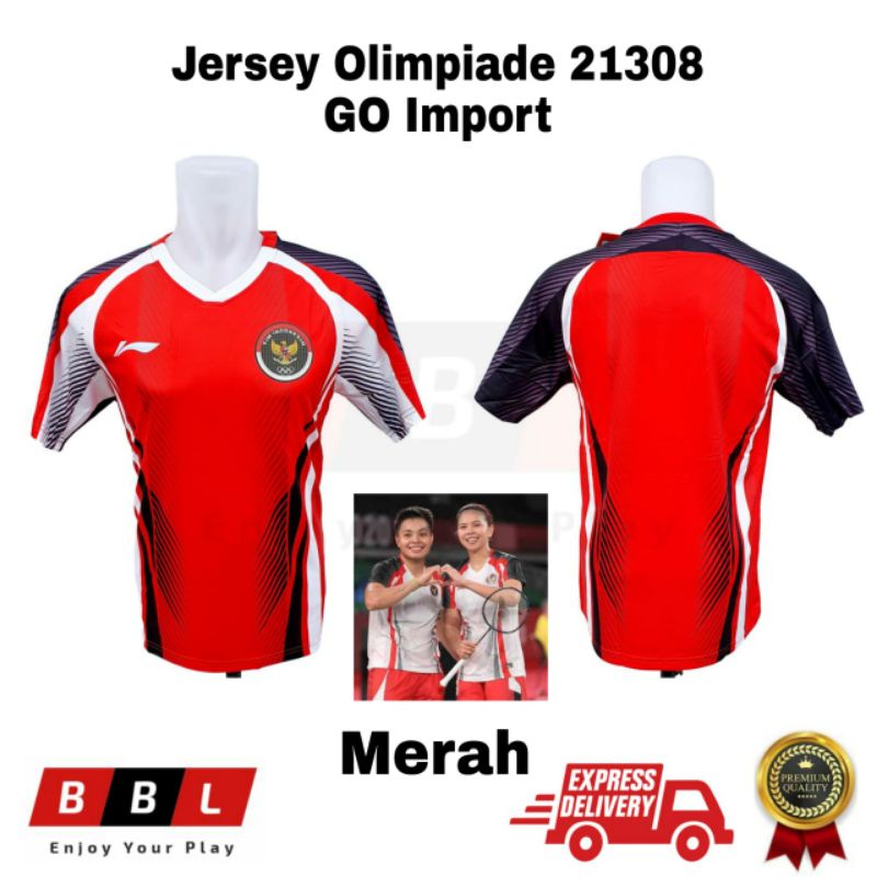 Jersey Olimpiade Tokyo 2020 Merah Jersey badminton Olimpiade Tokyo  2020 Kaos Badminton Olimpiade 20