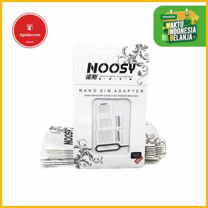 NOOSY 3 in 1 jarum Nano Micro Standart Tempat SIM Card Adapter Tray Holder Putih sogok hp android