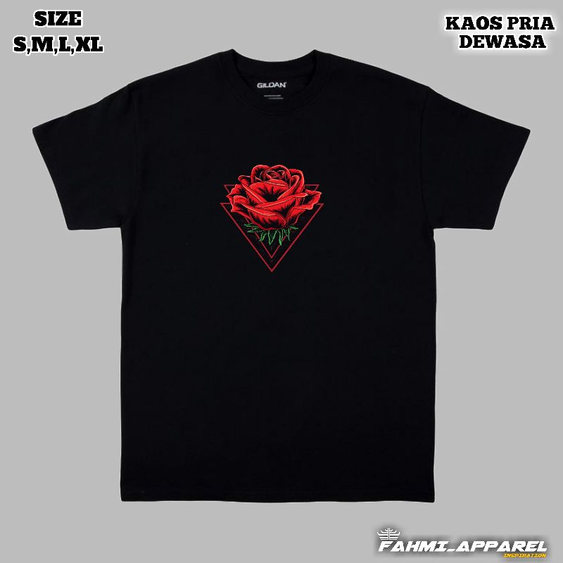 Kaos distro pria wanita bunga mawar/tshirt pria wanita murah/baju pria/kaos wanita