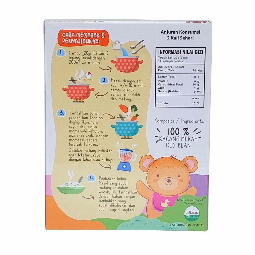 Gasol Tepung Kacang Merah Organik Whole Red Bean Powder Flour Organic 100%