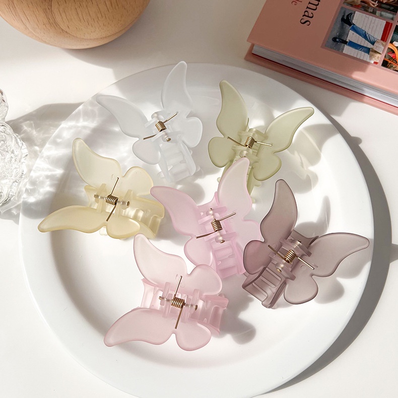 FAIRY BUTTERFLY FROSTED ACRYLIC KOREAN HAIR CLAW JAW CLIPS MINI SMALL JEPIT JEPITAN BADAI JEDAI KLIP RAMBUT KUPU-KUPU KUPU KUPU KECIL KOREA WANITA WOMEN THICK HAIR ACCESSORIES CLUTCHER CLIP ACRYLIC SOLID COLOR MEDIUM FROSTED HARICLIP