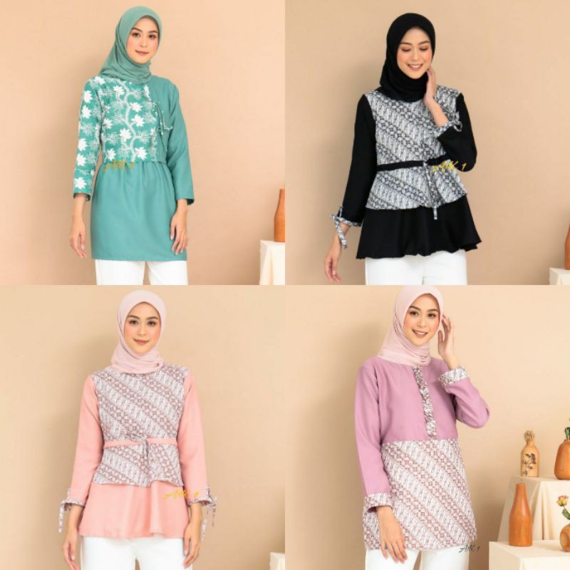 Baju Batik Wanita Modern M L XL XXL Atasan Blouse Batik Kerja Kantor Wanita Seragam Batik Cantik