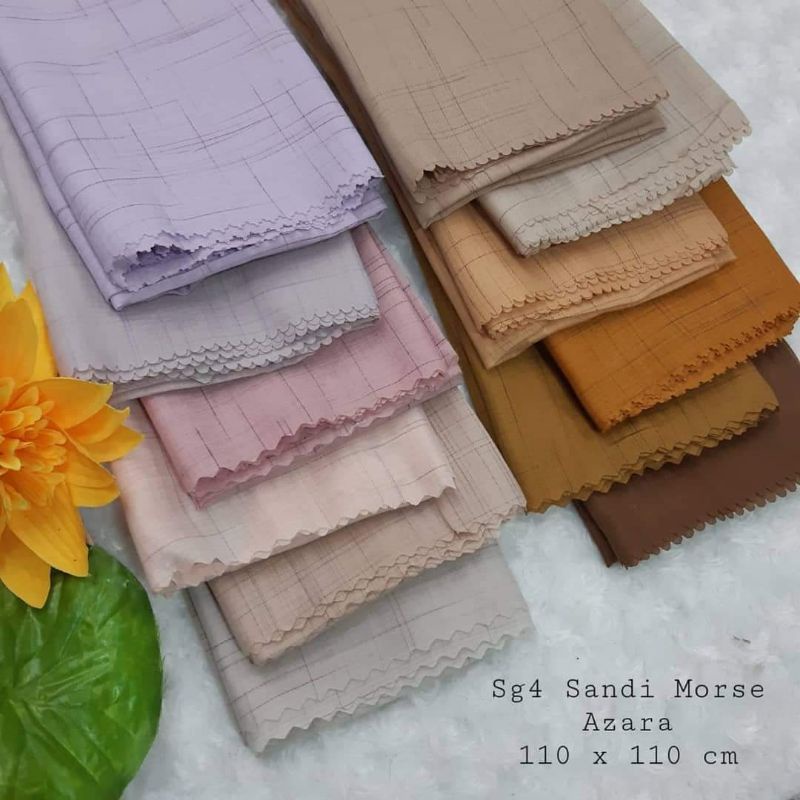 Jilbab SANDI MORSE LC azara voal waffel lasercut terbaru kerudung segiempat murah grosir terbaru-4
