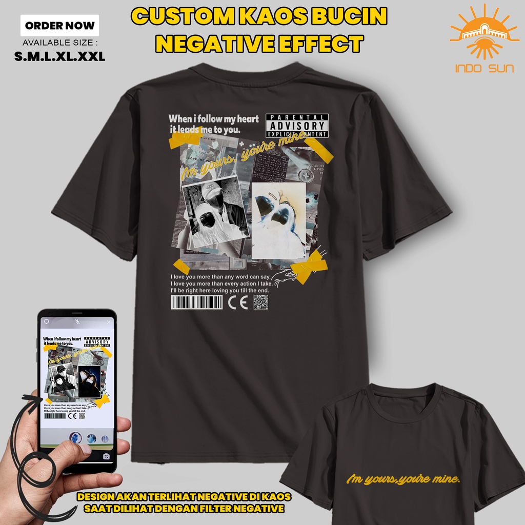 Kaos Custom Bucin Aesthetic Street Wear Negative Effect | Kaos Viral Tiktok Effek IG- Kaos Bucin Aes