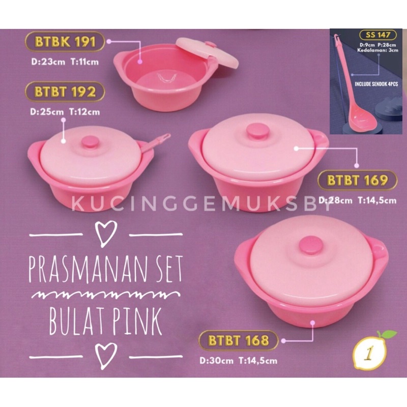 8bh Prasmanan party Set basi bulat Plastik pink Golden Lemon Tempat Lauk Sayur Ikan Saji BTBK 191, B