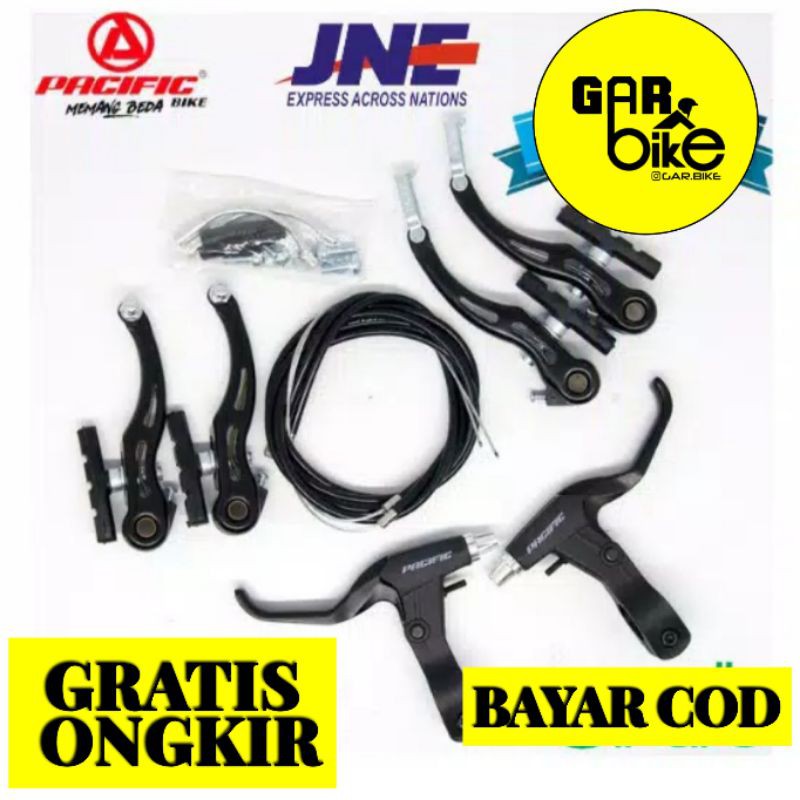 Rem V-BRAKE Pacific Komplit Set Handle Rem Sepeda MTB / BMX / LIPAT