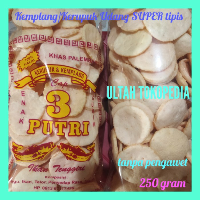 

NEW KEMPLANG/KERUPUK UDANG SUPER TIPIS KHAS PALEMBANG CAP 3 PUTRI