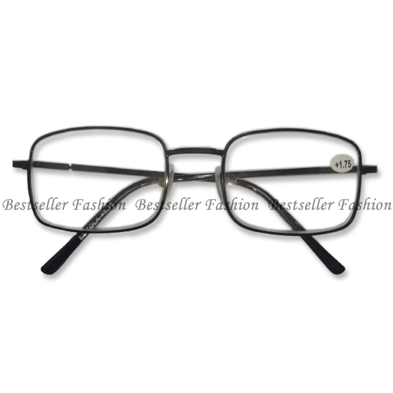 Kacamata Baca Plus 2 fungsi baca dan jalan uk +1.00 s.d +3.00 pria wanita kacamata plus frame metal kotak hitam kaca mata rabun dekat eyeglasses unisex kacamata dobel fokus