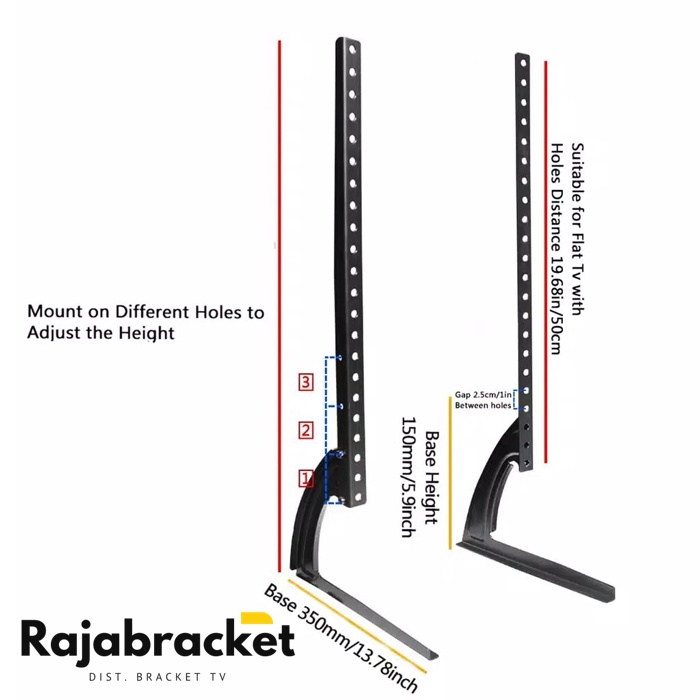 BRACKET BRAKET BREKET STANDING TV KAKI MEJA 43 49 50 55 60 65 70 INCH SEMUA MERK TV