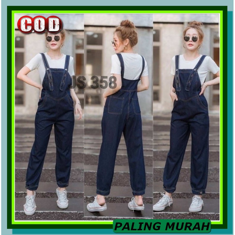 Jumpsuit Wanita Pendek Import Korea Overall Murah Overall Wanita  VH184 [2In1 Jumsuit Jeans 358 Ve