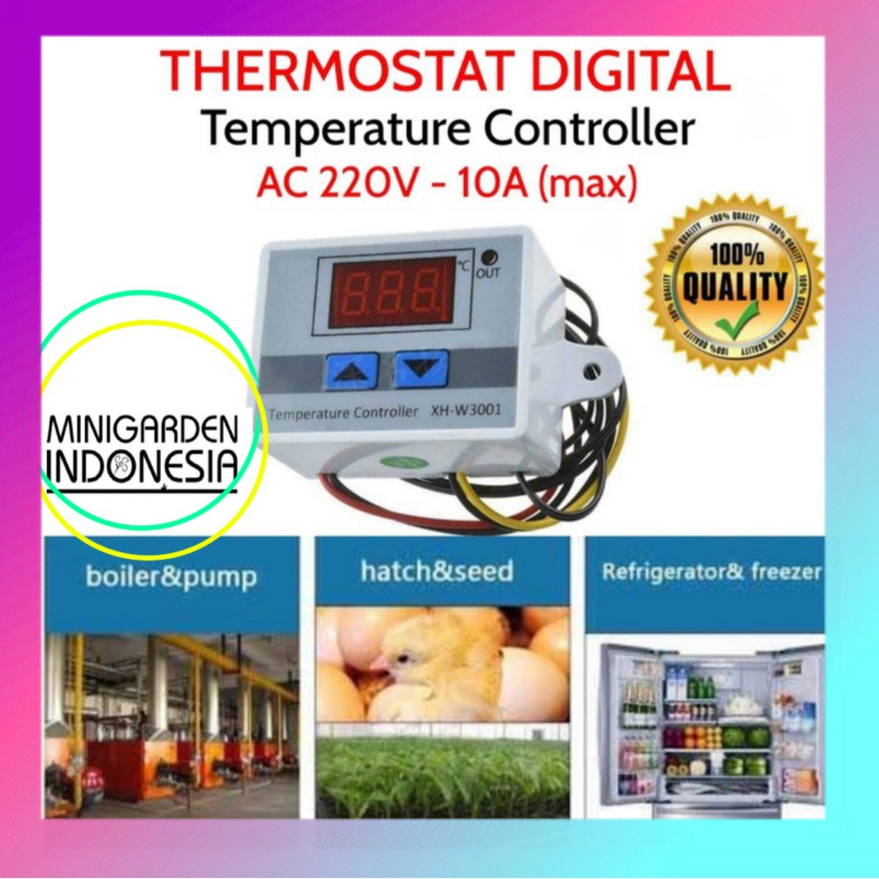 TERMOSTAT DIGITAL 220V thermostat W3001 AC temperature controller Mesin Tetas telur pengatur suhu