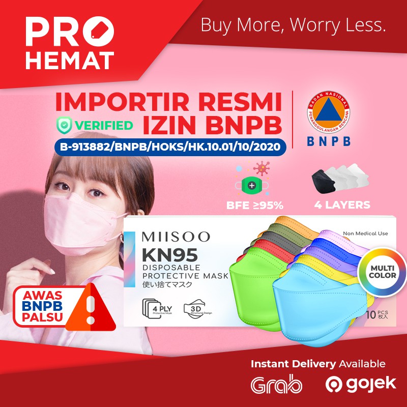 PROHEMAT Disposable Mask Bentuk EVO MultiColor KN95 Masker