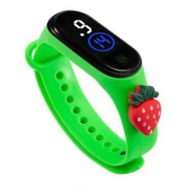 MoonLand JT203 Jam tangan anak  Elektronik Tahan Air IP67 Motif Kartun Anak Laki-laki Perempuan LED-Green strawberry