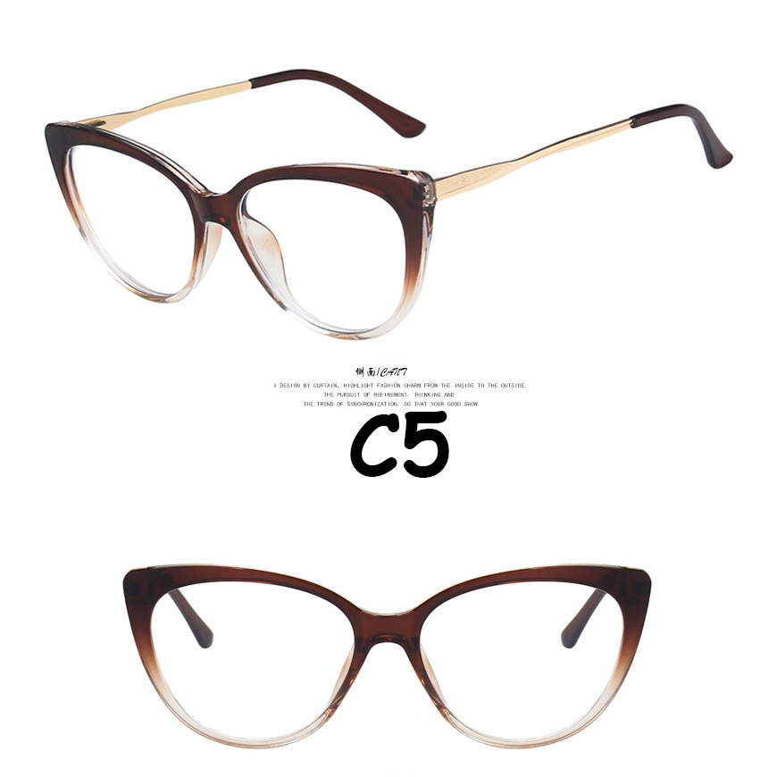 （YUZHU）COD Replaceable lenses Desain Merek Barat Retro Cat Eye Kacamata Bingkai Wanita