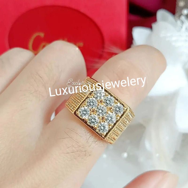 Cincin cowok Replika Berlian Eropa lapis emas