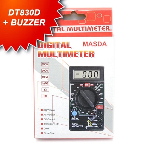 Multitester Digital Multimeter Avometer Test Tester Plus Kabel Merah Hitam Tes Tegangan Voltase Ohm type 830B Plus Baterai Siap PAkai Akurasi Tinggi