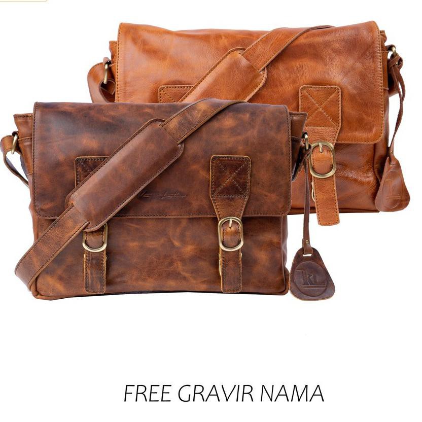 Kenes Leather - Messenger Bag Kulit Asli -Tas Kantor Kulit Asli - Tas Selempang Napoleon